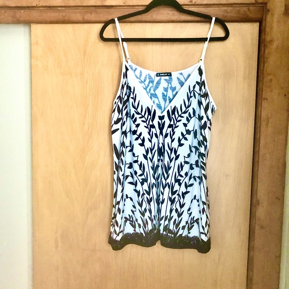 White and black pattern tank top